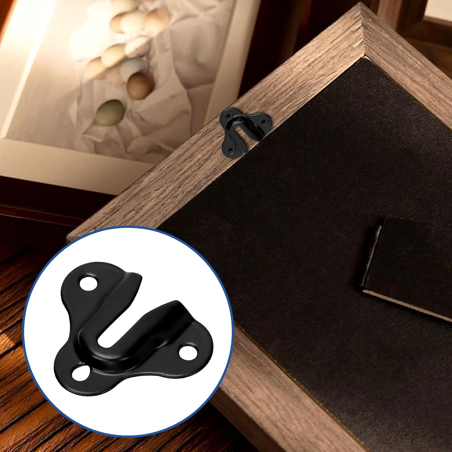 Glarks 80Pcs Butterfly Keyhole Hangers, Black Keyhole Shelf Hanger with Screw, Keyhole Shelf Brackets Hangers, Single Keyhole Hanging Plate for Wall Mounting Coat Rack, Wooden Board, Mug - Colored image number 3