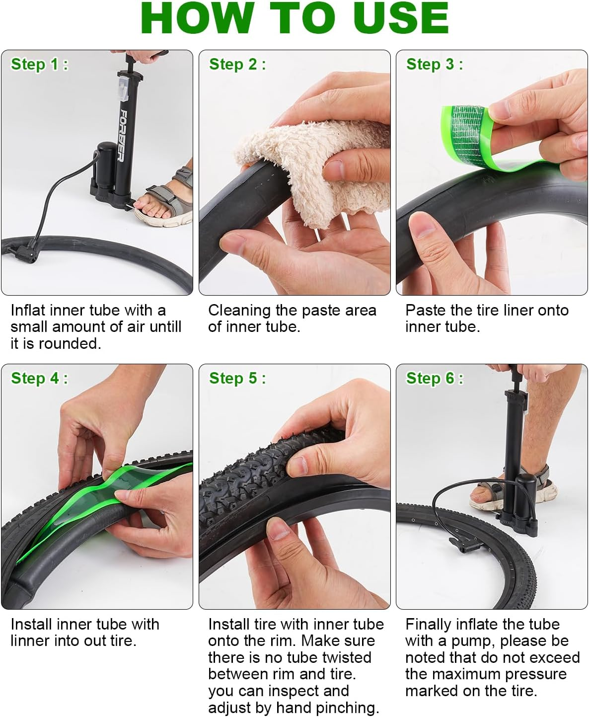 Julai Bike Tyre Liners, Mountain Bicycle Tube Flats Self-Adhesive Protector Puncture Free Compatible with 20 24 26 28 29