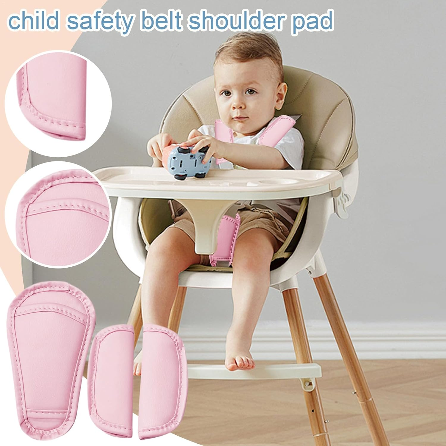 Shoulder Strap and Crotch Harness Pads - Soft 3-Piece Set for Car Seats and Strollers | Child Safety Belt Cushion, Breathable Baby Strap Pad, Dining Chair Harness Cover for All Vehicles - Blue image number 3