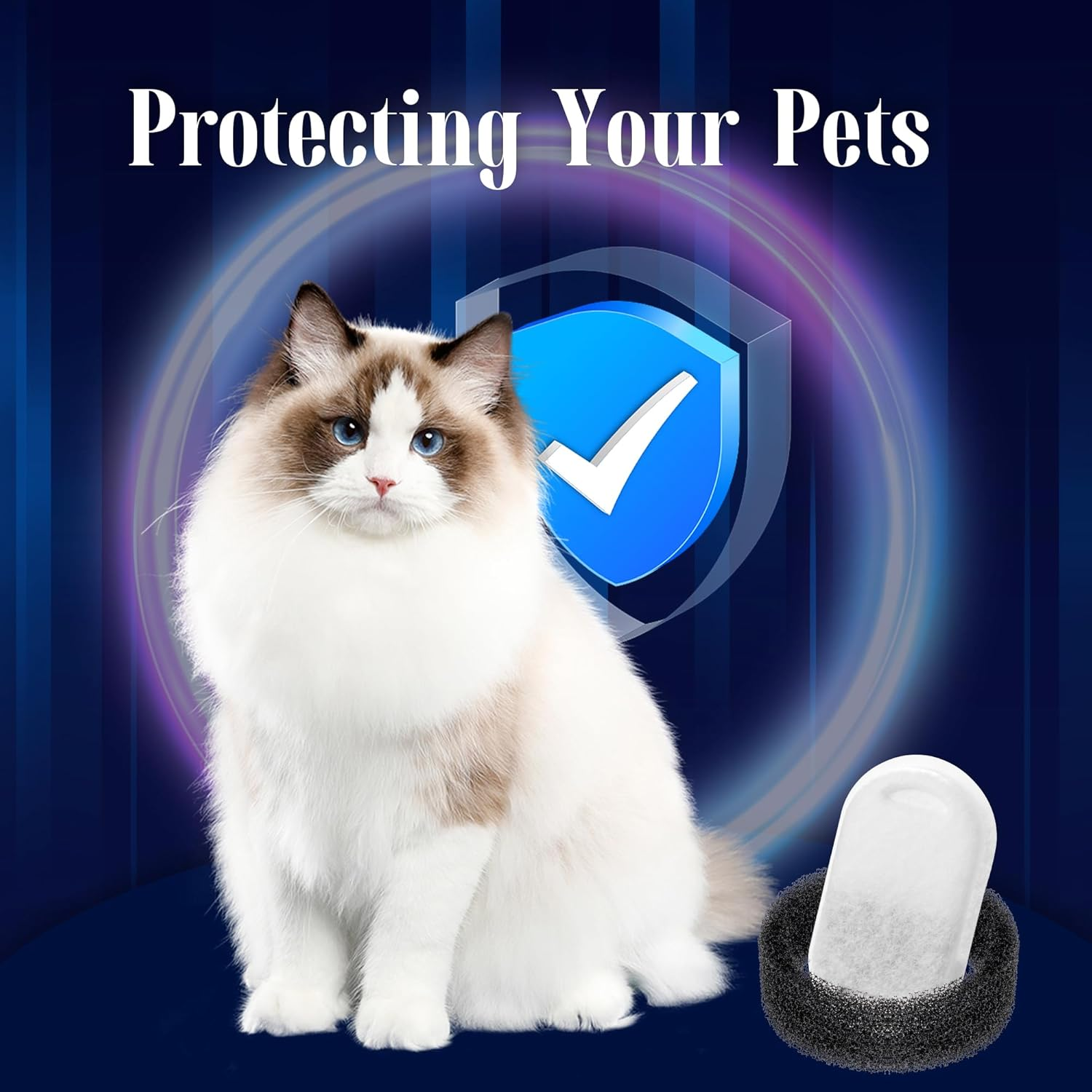 Pack of 20 Filter Cat Fountain, Drinking Fountain Cat Replacement Filter, 10 Pieces Carbon Filters and 10 Pieces Foam Filters for Cats and Dogs Water Fountain