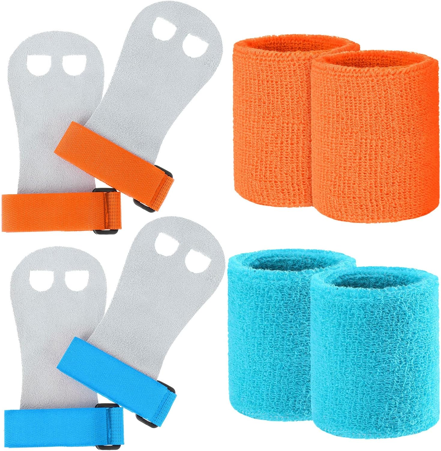 2 Gymnastics Grips Wristbands Sets for Kids Youth, Palm Protection and Wrist Support Sports Accessories for Workout Exercise