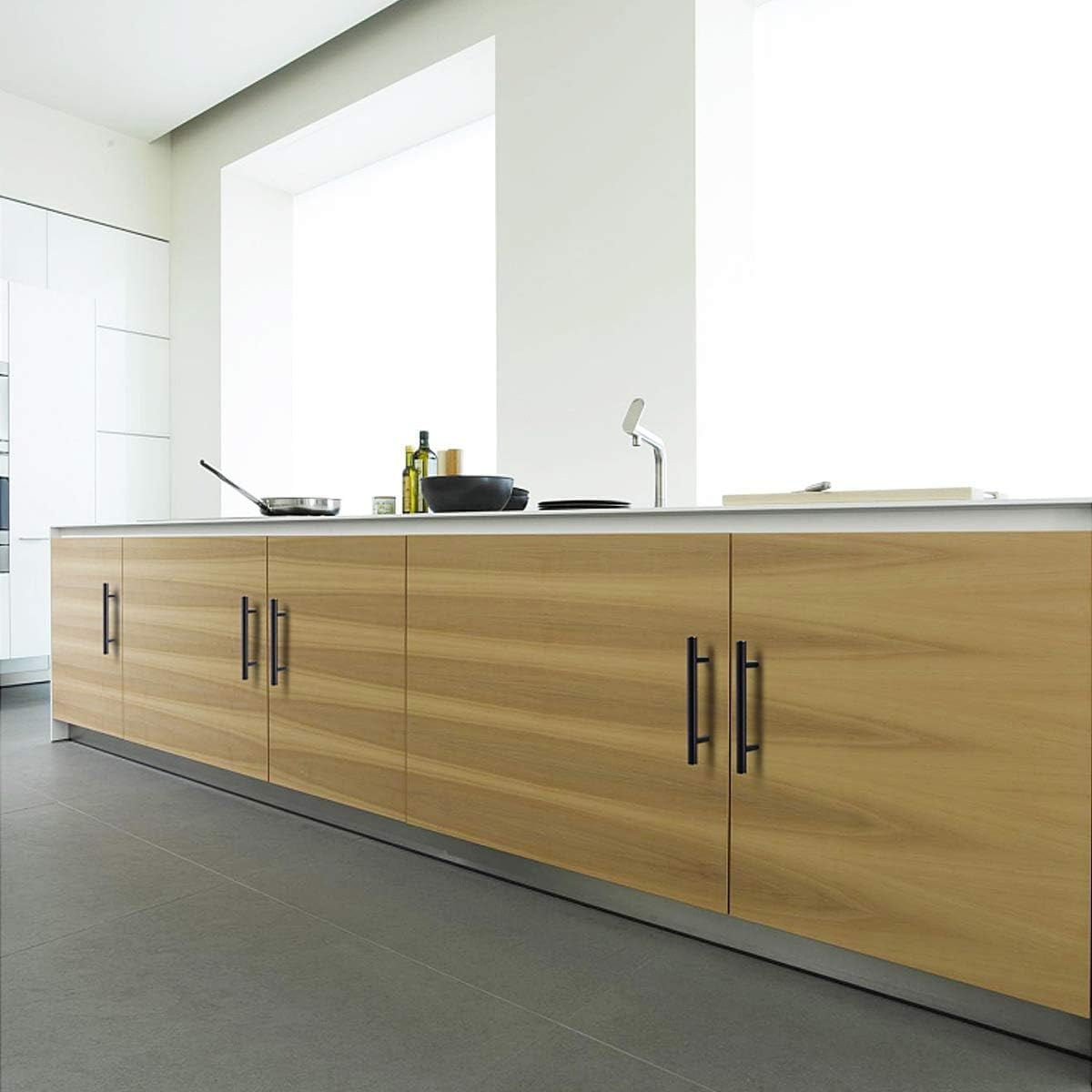 10 Pack Cabinet Pulls Matte Black Stainless Steel Kitchen Drawer Pulls Cabinet Handles 6&rdquo;Length(Black) image number 1