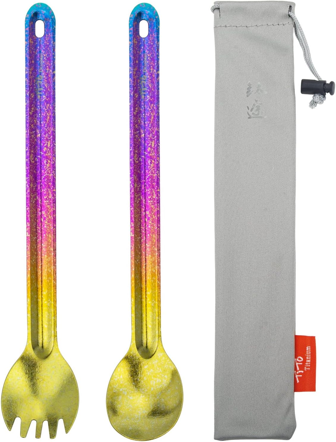 Tito Titanium Long Handle for Spork Outdoor Ultralight Portabale Flatware with Camping Backpacking