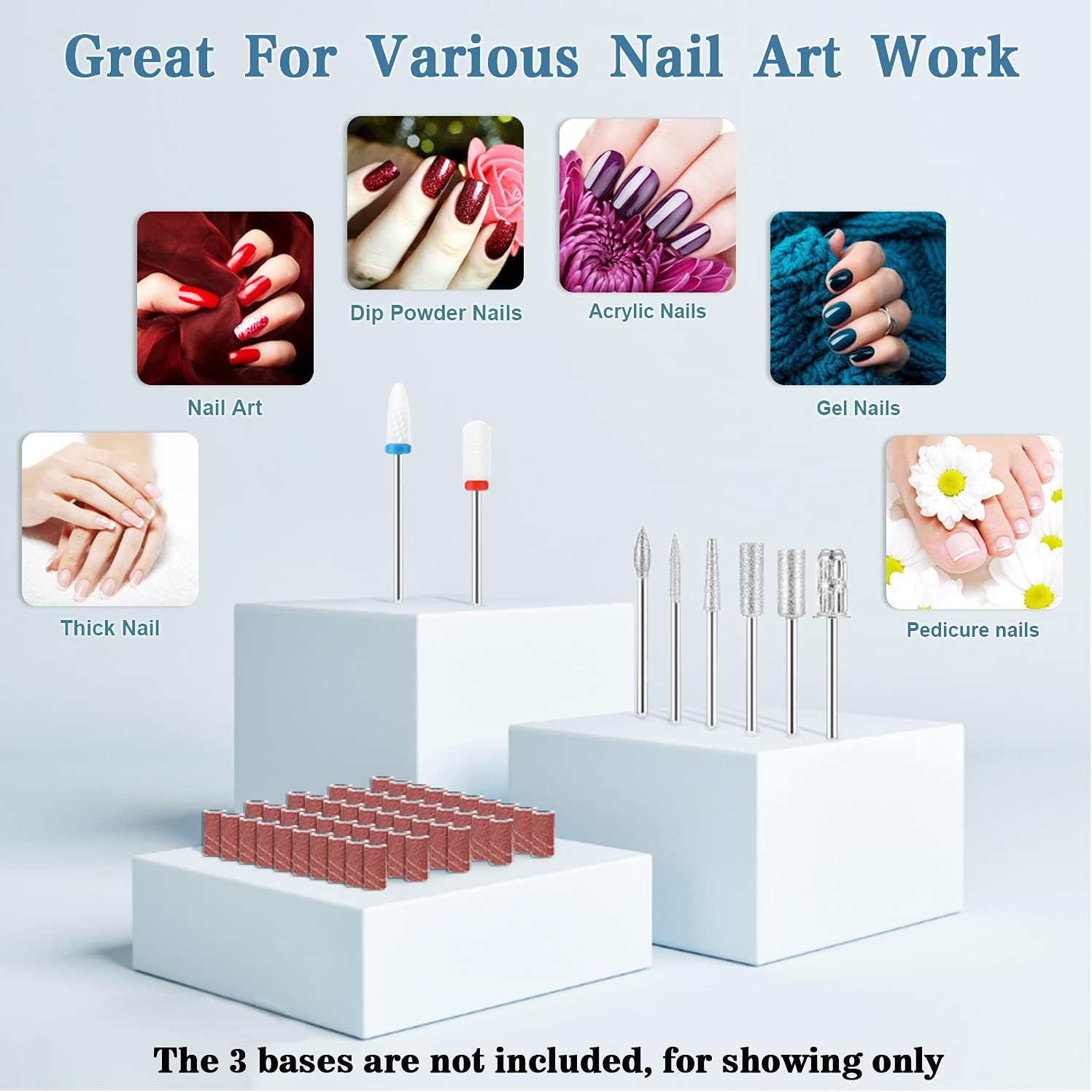 ENGERWALL Electric Nail Drill 35000 RPM, Professional Low Noise Low Vibration Low Heat Electric Nail Files with Touch Buttons, Nail Drill for Acrylic Nails and Gel Nails, for Salon and DIY Use image number 5