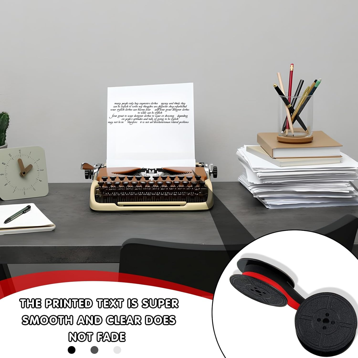 4 Pairs Universal Typewriter Ribbon, Twin Spool Ribbon Replacement Pack, Typewriter Ink Ribbon for Most Typewriter - Black image number 3