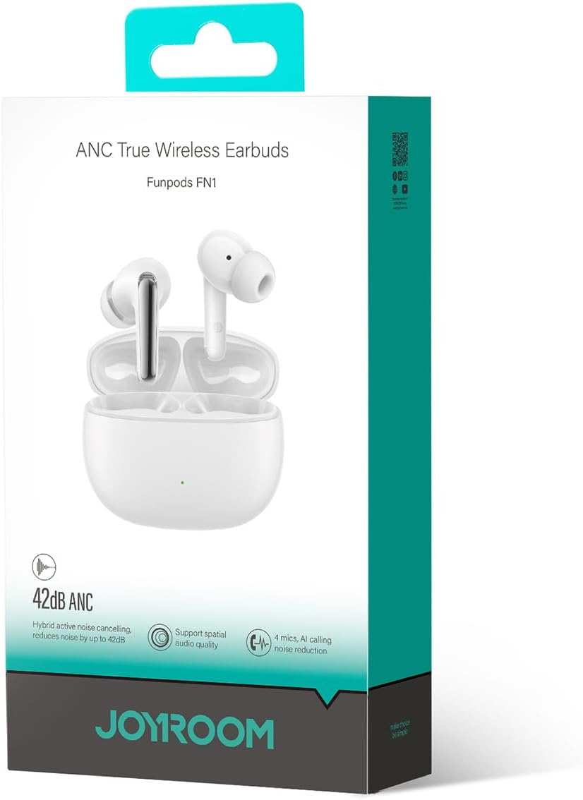 Joyroom JR-FN1 True Wireless ANC/ENC Earbuds, White image number 3