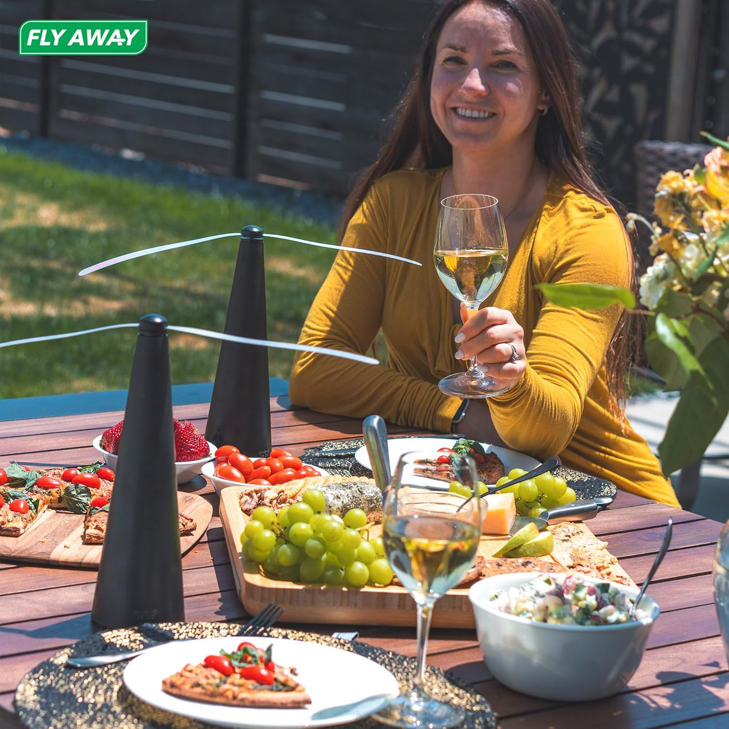 Fly Away - 4 Pack Outdoor Fly Repellent Fan, outside or inside Table Use, Restaurant, Barbeque, Events, Deter Flies, Wasps, Bees, Other Moscas and Bugs Away, Battery Operated, Tabletop, Hanging Hook. image number 6