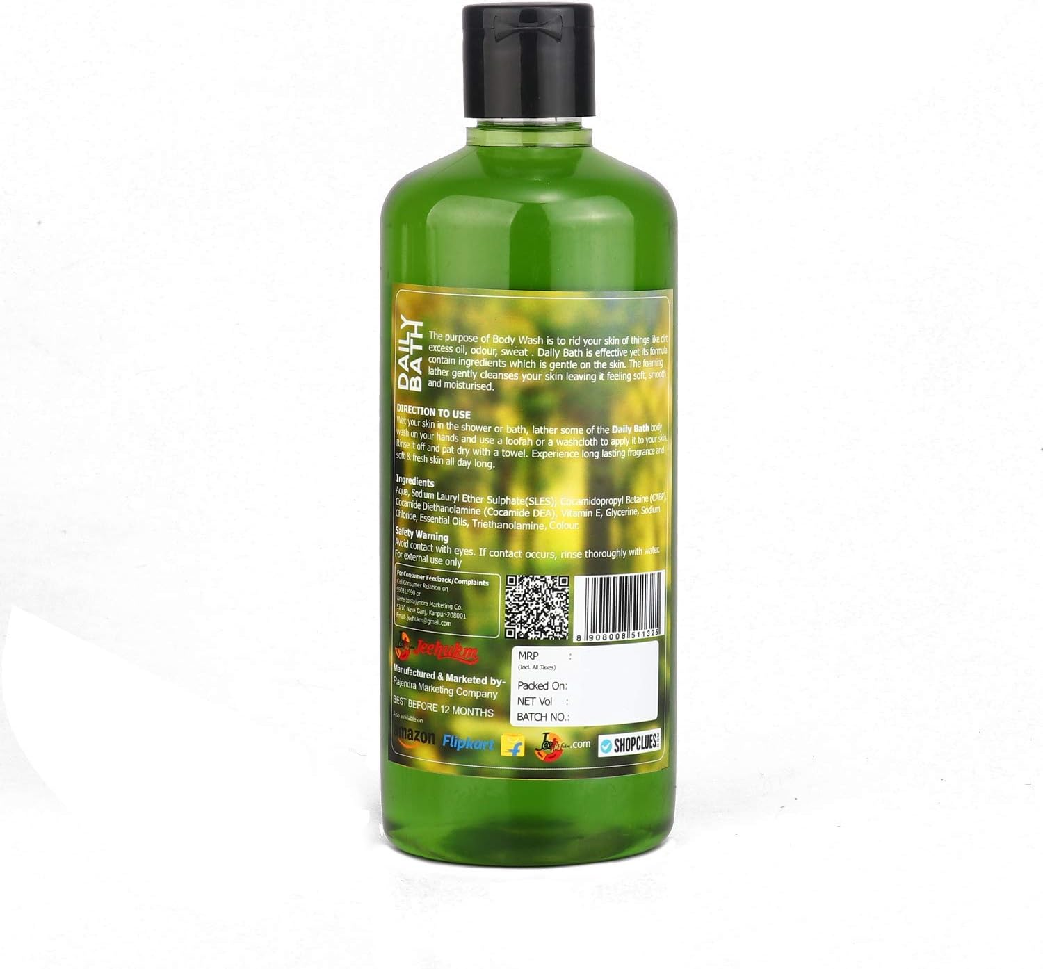 All Skin Types Daily Bath Body Wash for Men and Women with Vitamin E and Glycerin for Men and Women (Tropical Rain Forest, 400Ml) image number 3