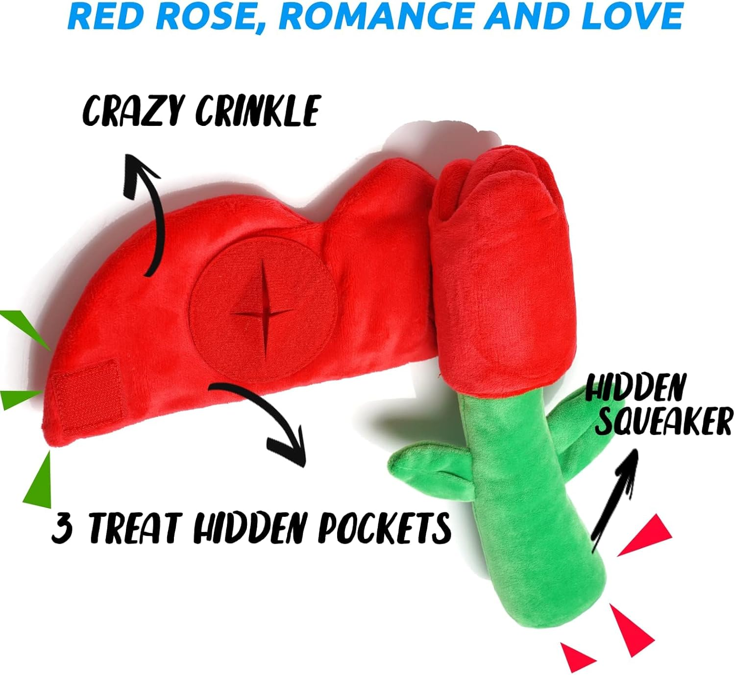 Cozioz Rose Dog Puzzle Toy &ndash; Squeaky, Crinkle, Treat Dispensing Enrichment Toy for Small & Medium Dogs, Perfect for Dog Birthdays and Playtime image number 3