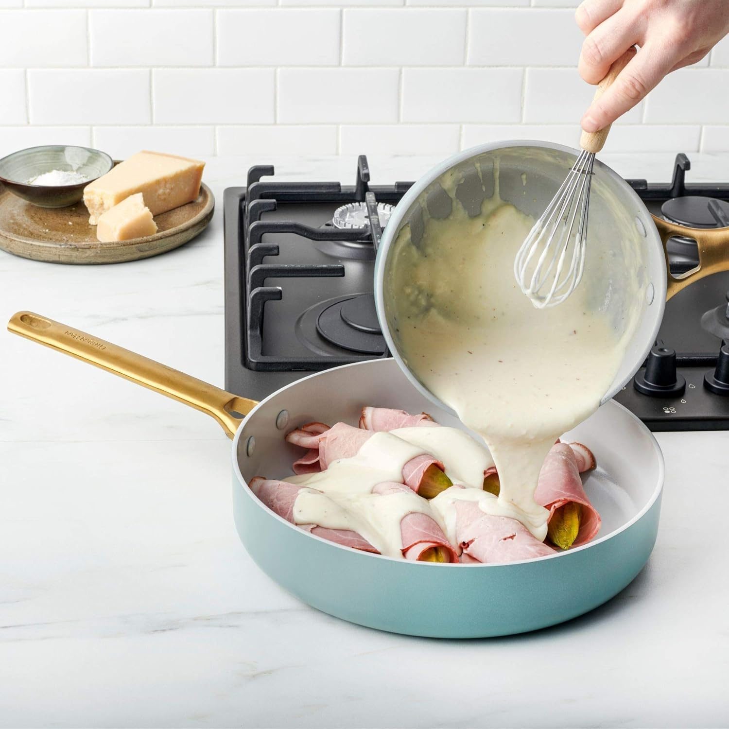 Greenpan Padova Healthy Ceramic Nonstick 10Pc Cookware Pots and Pans Set, Induction Safe, Smokey Blue image number 3