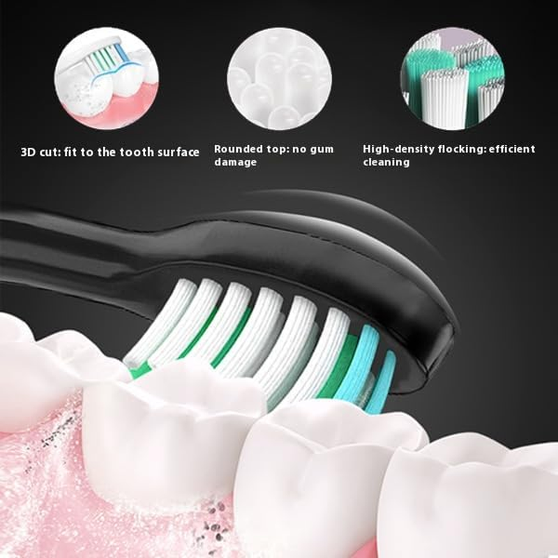 Sonic Electric Toothbrush, Travel Electric Toothbrush for Adults, IPX7 Rechargeable Oral Toothbrushes with 8 Brush Heads and Travel Case, 5 Modes with 2 Minutes Built in Smart Timer (Black) - White image number 3