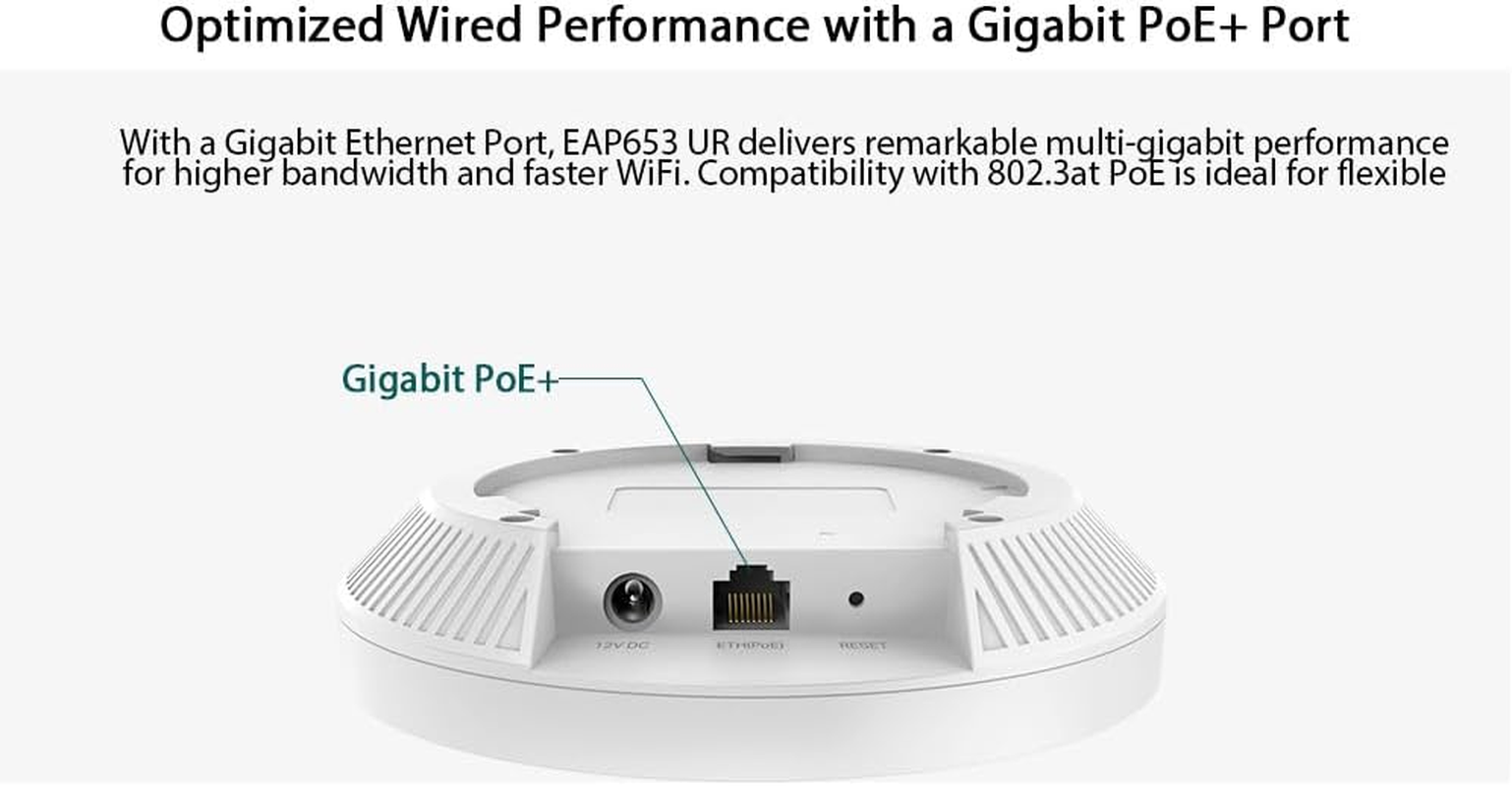 Omada AX3000 Ceiling Mount Wi-Fi 6 Access Point, 160 Mhz, 2.5Gbps Ethernet Port, Cloud Management, Omada Mesh, Seamless AI Roaming, Poe+ Powered, WPA3 Security, by Tp-Link, 5-Year Warranty(Eap653 UR) image number 5