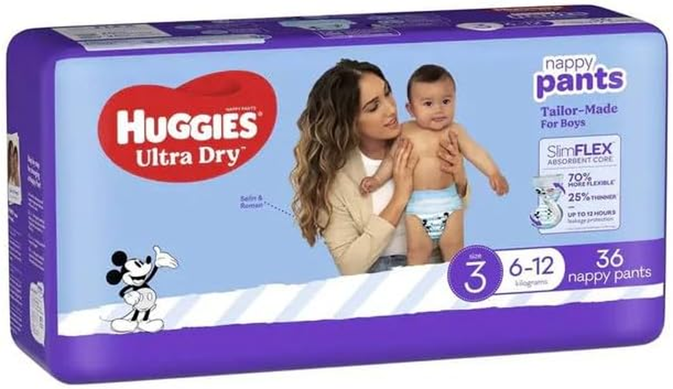 Huggies Ultra Dry Disposable Boys Nappy Pants 36-Pieces Pack, Size 3