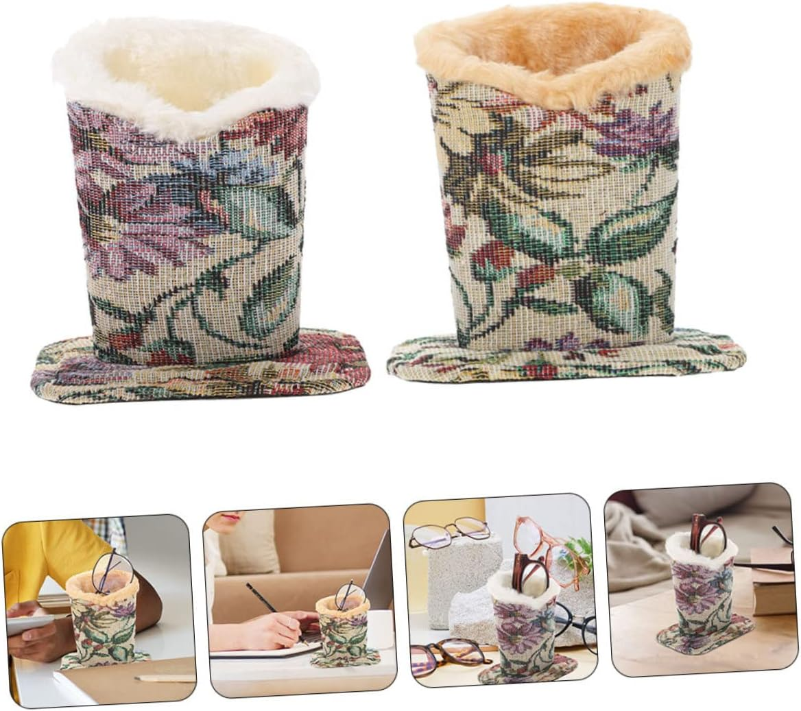 LABRIMP 2Pcs Plush Lined Eyeglasses Stand Compact Design for Desk Nightstand Car Protective Holder with Soft Interior for Safe Eyewear Storage Stylish Glasses Display Holder image number 3