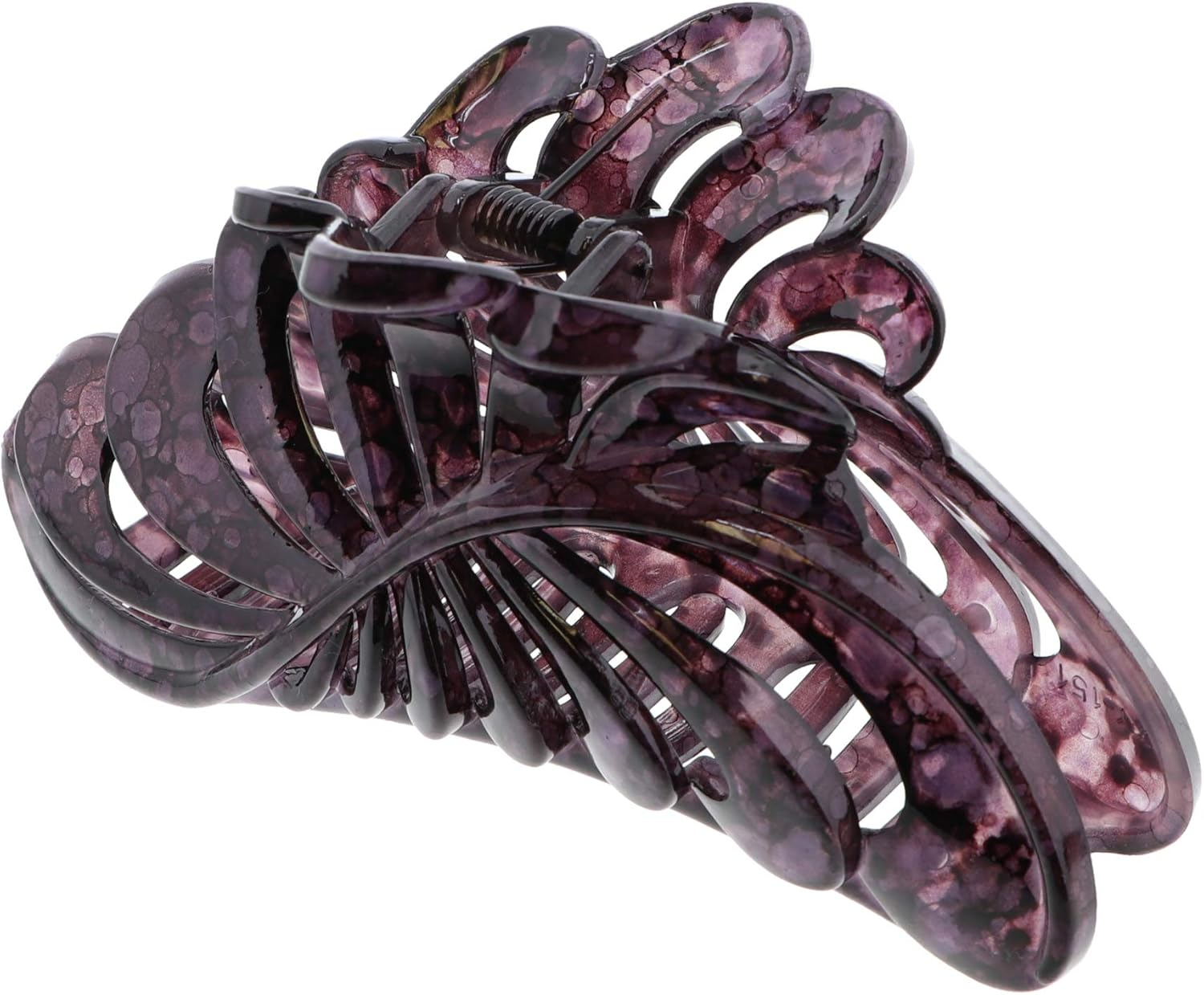 Matte Black 5 Inch Large Jaw Clip Hair Claw with Leaf Design (Motique Accessories)