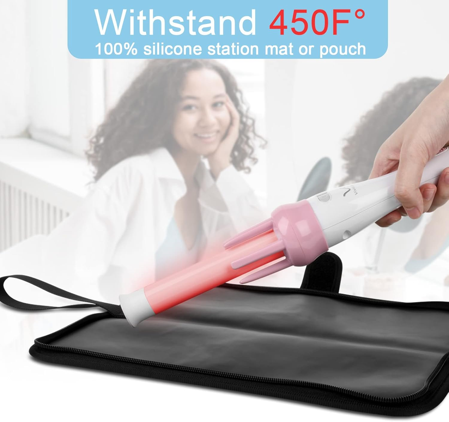 Heat Resistant Flat Iron Case, Portable Hair Straightener Pouch, Curling Iron Neoprene Cover with Silicone Mat for Hair Styling Tools 13 X 5 Inches (Black) - Hair Tool Styling image number 5