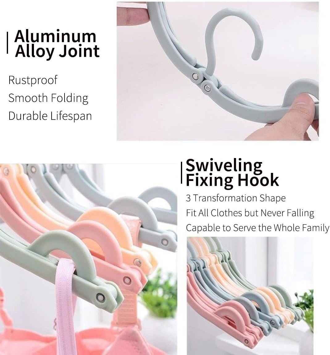 12PCS Foldable Travel Hangers with 24Pcs Clips Portable Folding Clothes Hangers Travel Accessories Foldable Clothes Drying Rack Dorm Hangers Space-Saving Collapsible Plastic Clothes Hangers image number 4