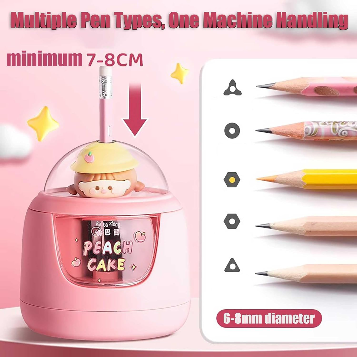 Blue Cute Portable and Safe Electric Pencil Sharpener for School Kids - Blue image number 5