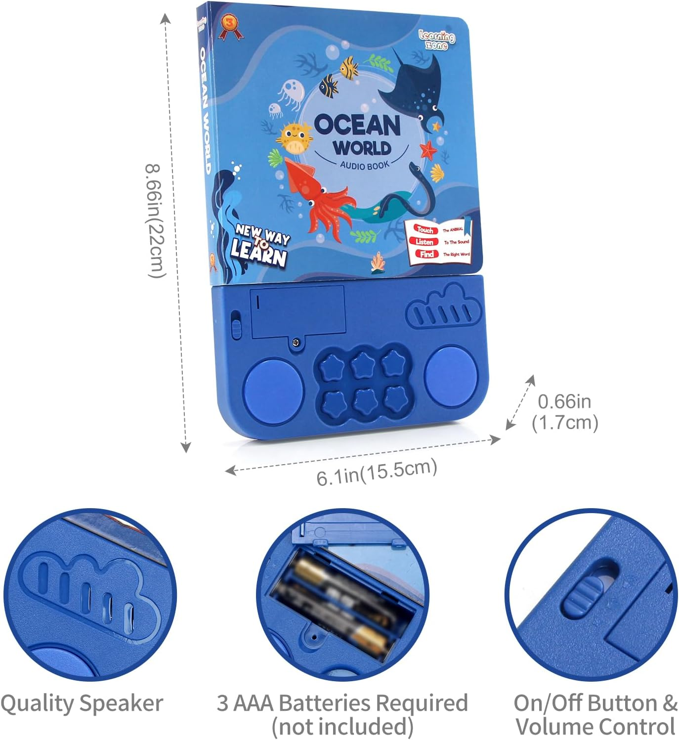 Interactive Children'S Sound Book, Realistic Sea Animals Audio Developmental Book, Learning Educational Sensory Musical Toys for Toddlers 1-3, Birthday Gifts for Boys & Girls (Ocean-Themed) image number 4