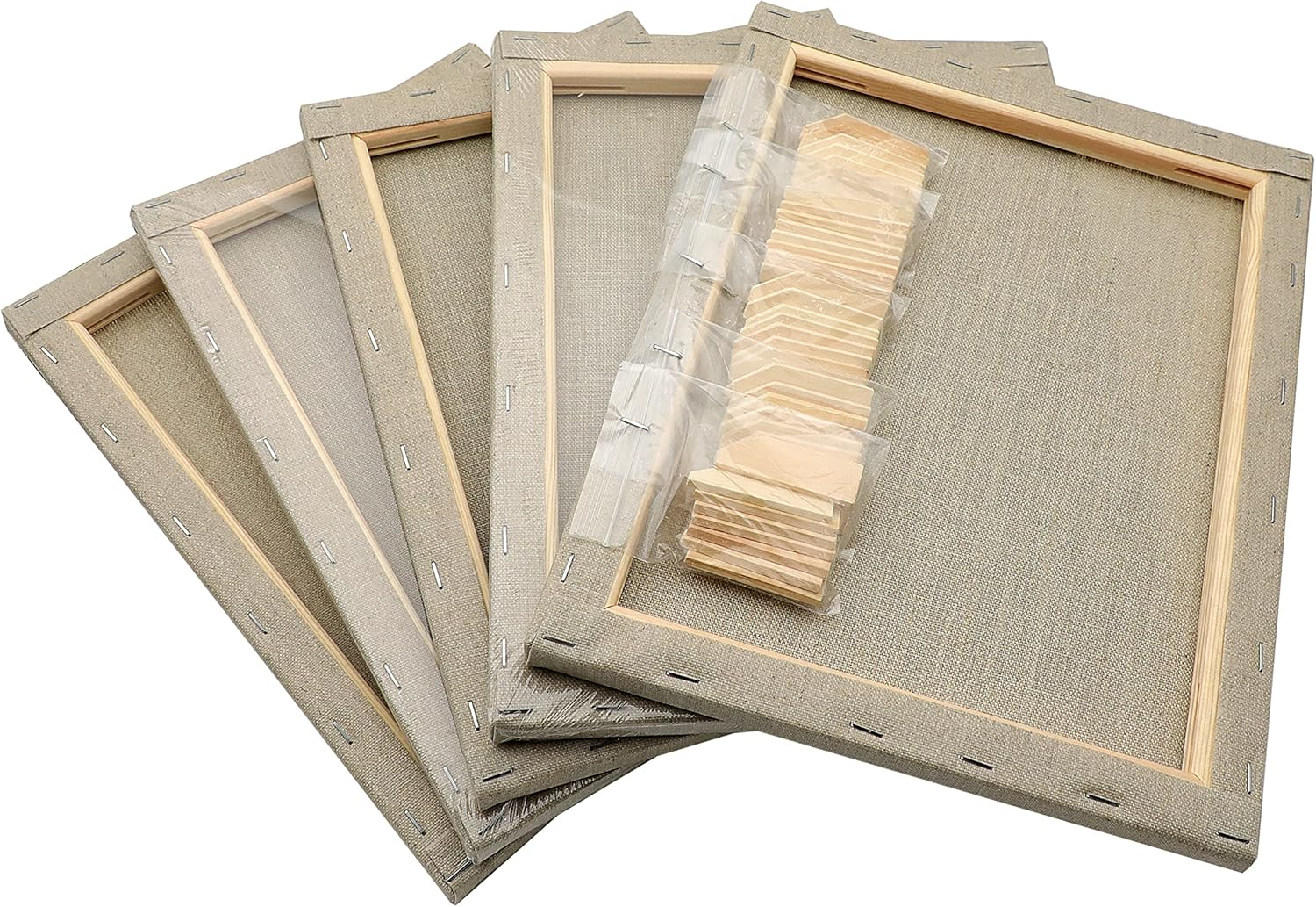 Exerz 24X30Cm Linen Canvas 5Pk - Stretched Canvas Framed 1.7Cm Pre-Stretched Artist Canvas - 280GSM 100% Linen Triple Primed/Acid Free/Medium Grain - Acrylic & Oil image number 1