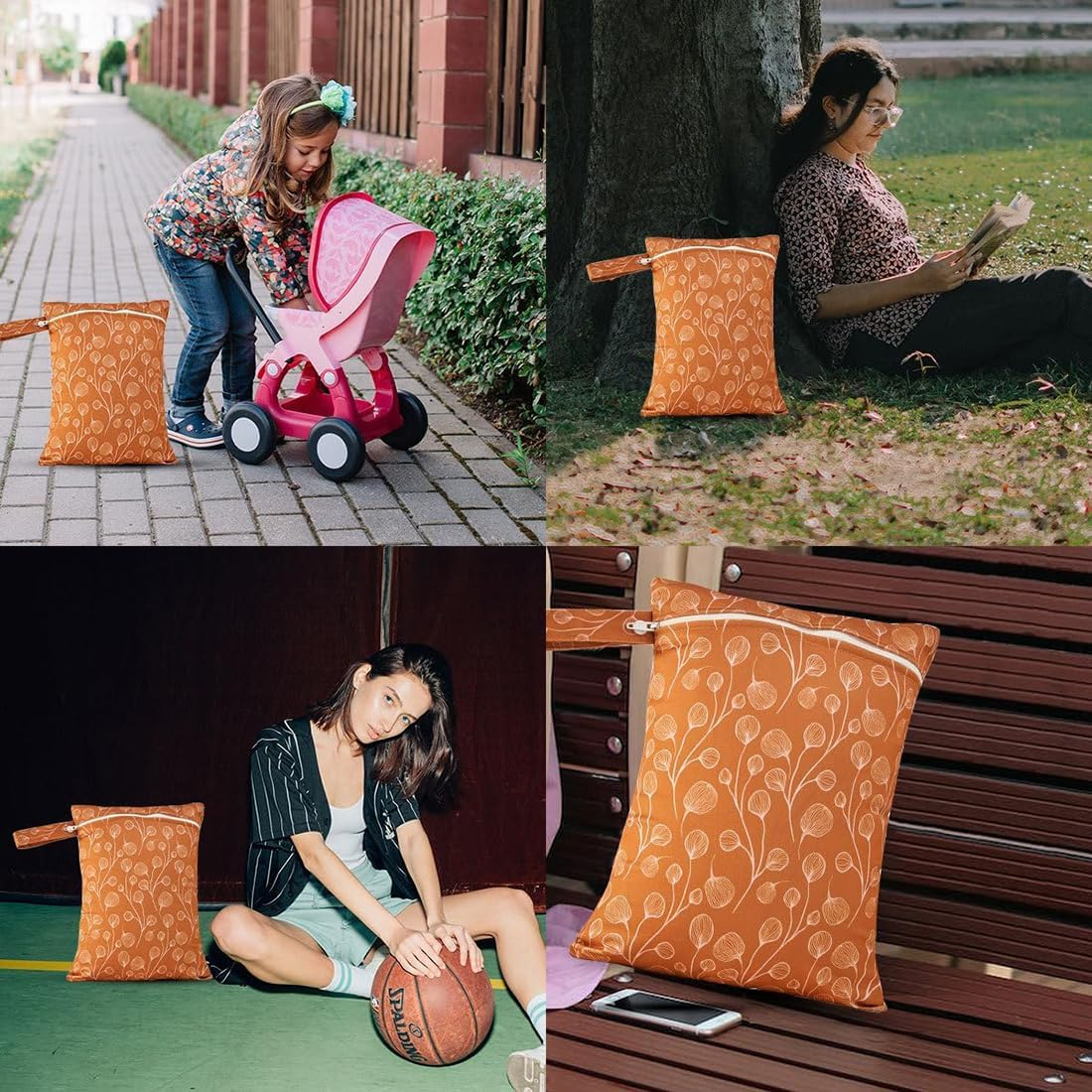 3 Set Wet Bags for Baby Cloth Diapers, Reusable Waterproof Wet Bag Storage Bag Nappy Bag, Washable Hanging Travel Bags Gym, Pool, Daycare Soiled Baby Items Yoga Gym Bag for Wet Clothes image number 5