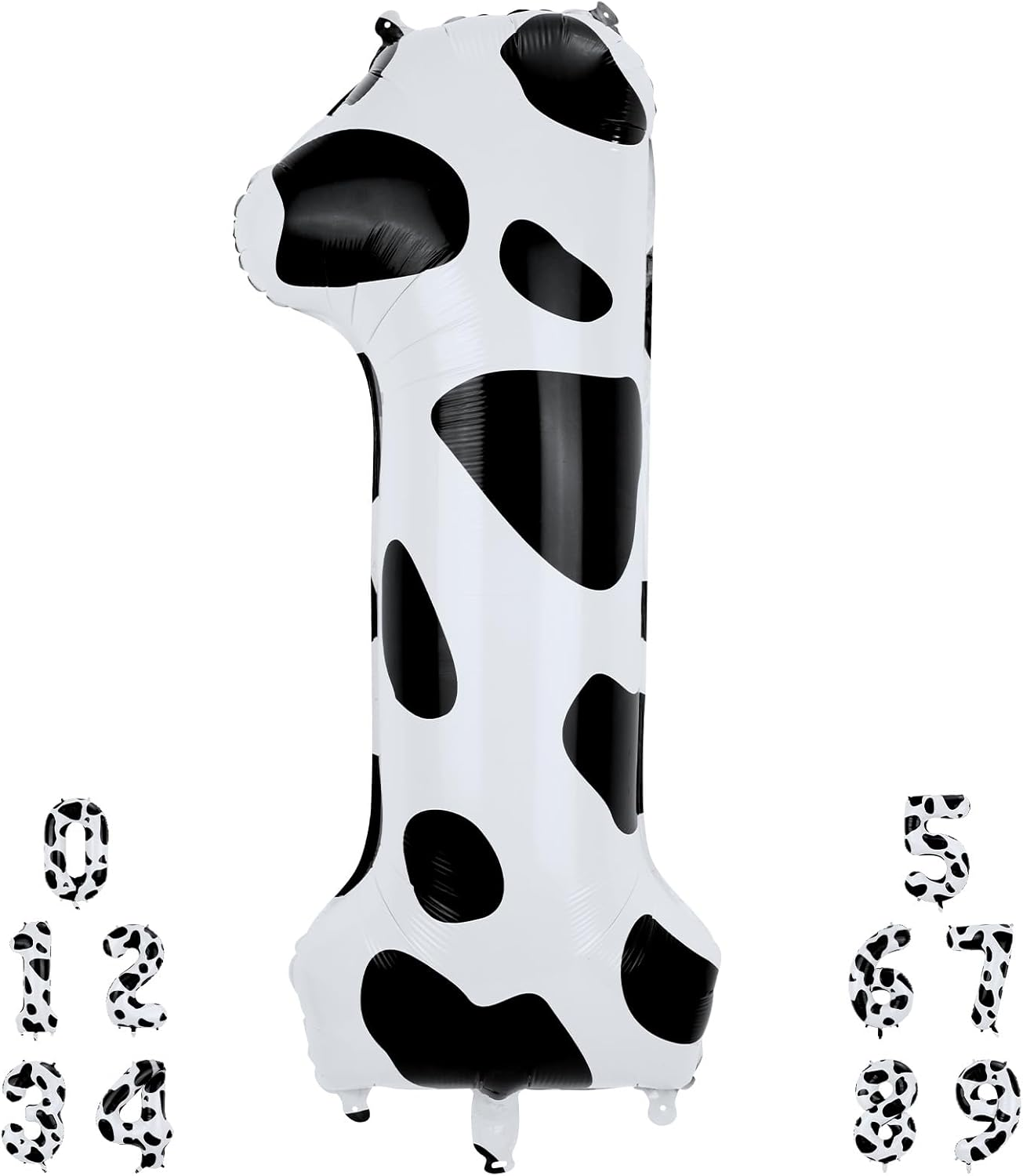 XIHIRCD Cow Print Balloon, 40In Large Cow Print Number Balloons Black and White Cow Print Birthday Celebration Balloons for Cow Print for Cowgirl Theme Party Decorations Supplies(Number 1) image number 3