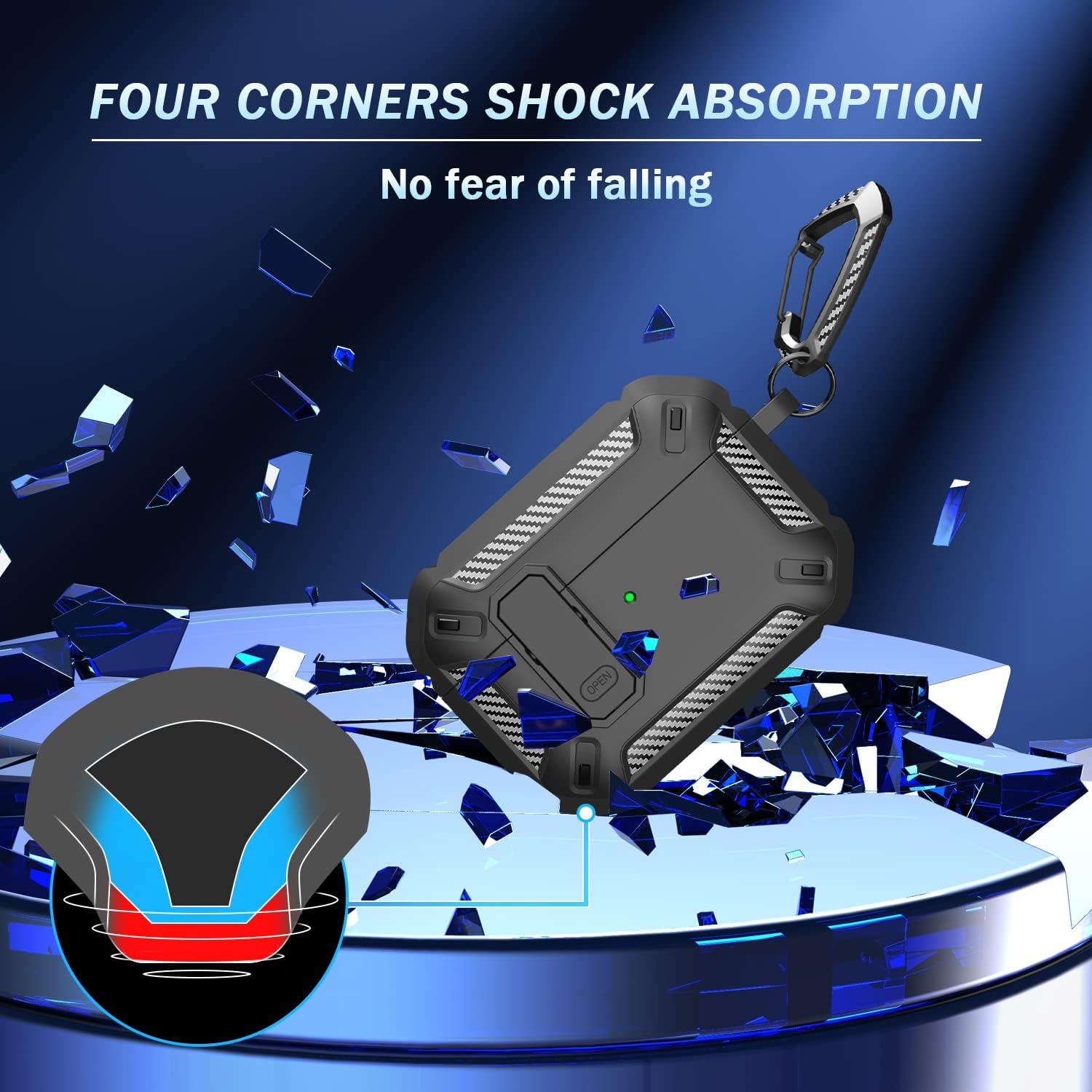 MHYALUDO for Airpods Pro 2Nd Gen Protective Case with Cleaning Kit, Military Hard Case with Lock for Airpod Gen 2 Charging Case 2023, 2022, Black image number 3