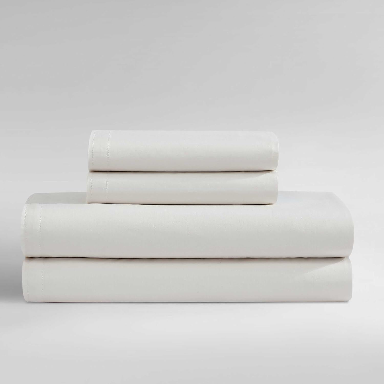 Calvin Klein - King Sheets, Luxuriously Soft Percale Bedding Set, Sustainable Fabric Construction (Naturals Solid Feather White, King)