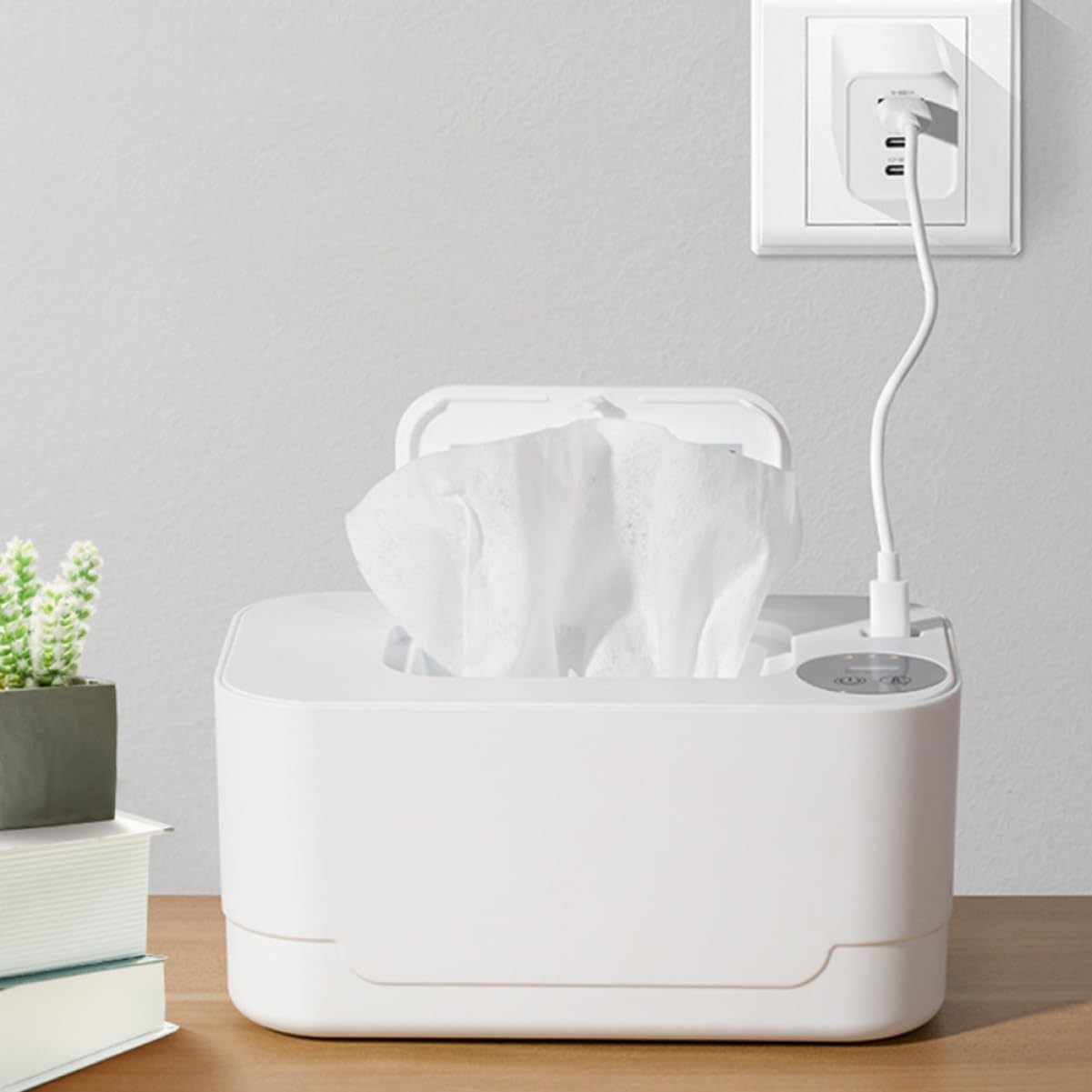 MAGICLULU Portable Wipes Warmer Heated Wet Wipes Dispenser Holder Warmer for Home Travel image number 4