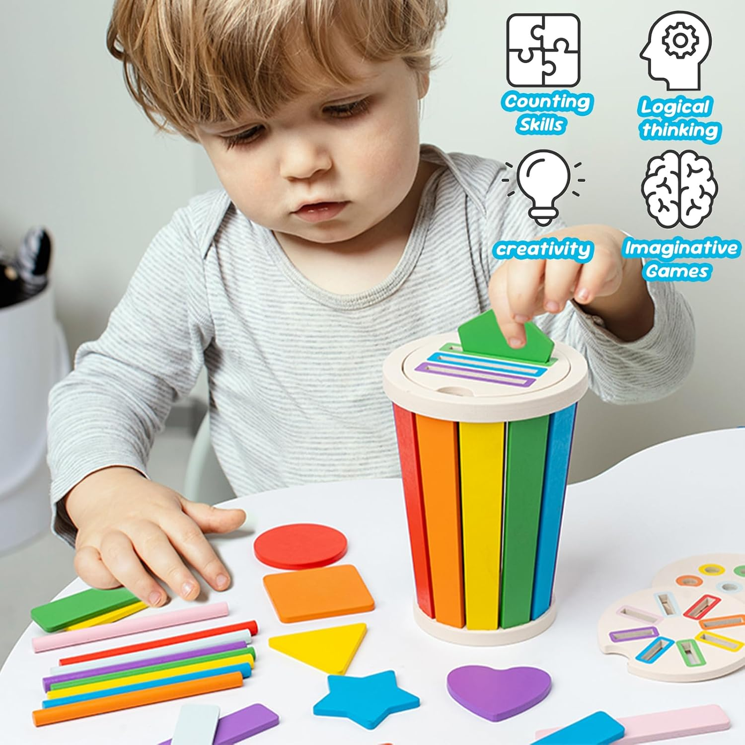 Shape&Colour Sorting and Matching Game for Toddlers,Montessori Toys for 1 2 3 Years Old Boys Girls,Baby Birthday Gifts for 1-2-3 Year Olds Boys Girls image number 2