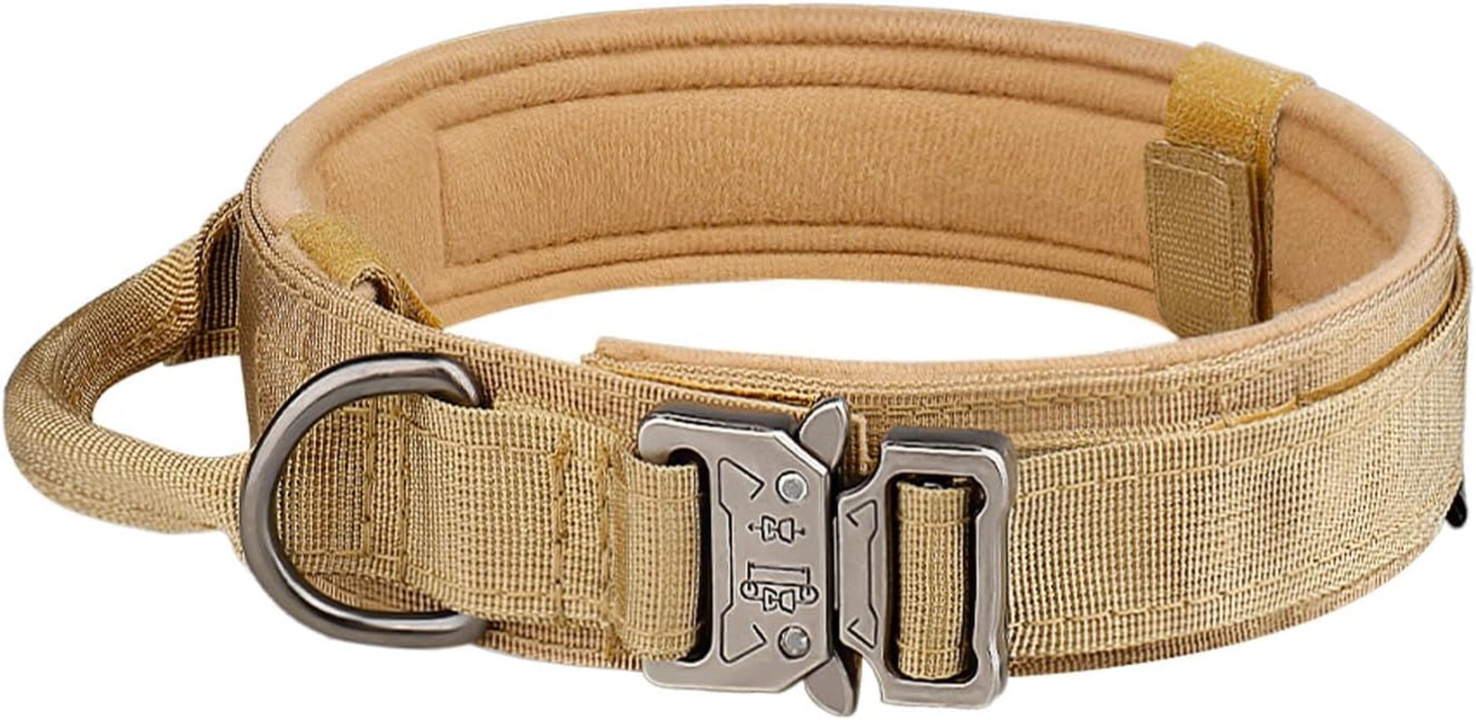 Tactical Dog Collar Military Training Adjustable Nylon Dog Collar with Control Handle and Quick Release Heavy Metal Buckle for Medium and Large Dogs (Black)