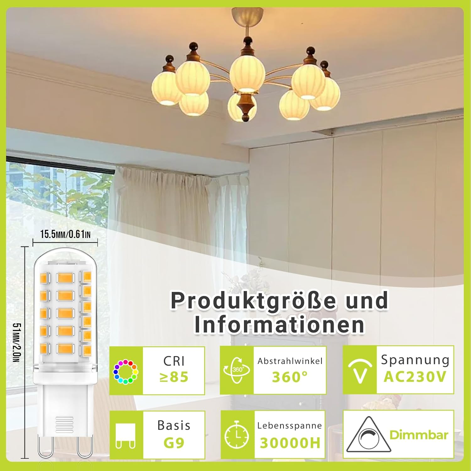 Ruledne G9 LED Bulbs Dimmable Warm White 2700 K, 3 W Replacement for Halogen Lamp 40 W 50 W, G9 LED Light Centre AC 220 V-240 V Mini Bulb, CRI 85+, No Flickering 520 LM, Pack of 10