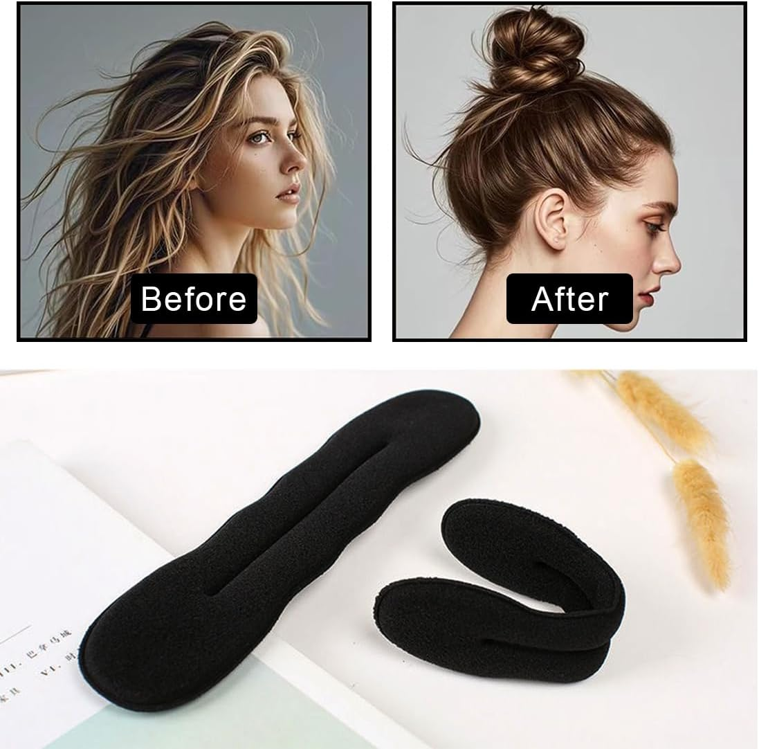 FMYODWU Pack of 4 Magic Bun, Bun Maker Upgraded Hair Clip Sponge Clip Haircut Donut Bun Curler Donut Tool, 2 Large and 2 Small, Perfect for Stylish Buns and Chignons