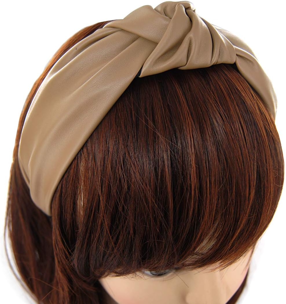 Axy HR27AL Leather Look Headband Women'S Vintage Hairband Headband Classic and Fashionable Leather HR27AL (Cream White)