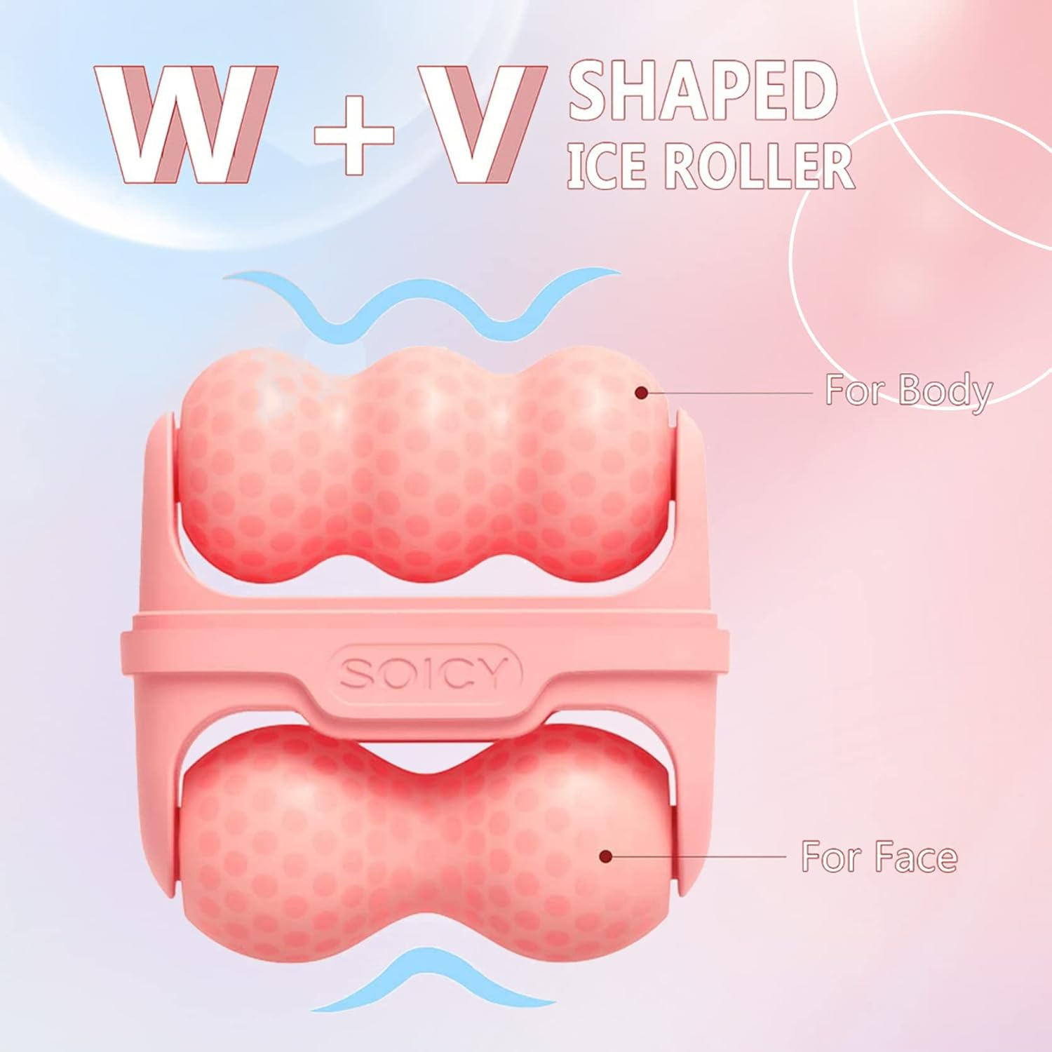 Ice Roller for Face & Eye, 2 in 1 Puffiness, Migraine, Pain Relief and Minor Injury - Diougens Lee Facial Ice Roller,Cold Therapy Massage Roller,Skin Care Products - Blue image number 2