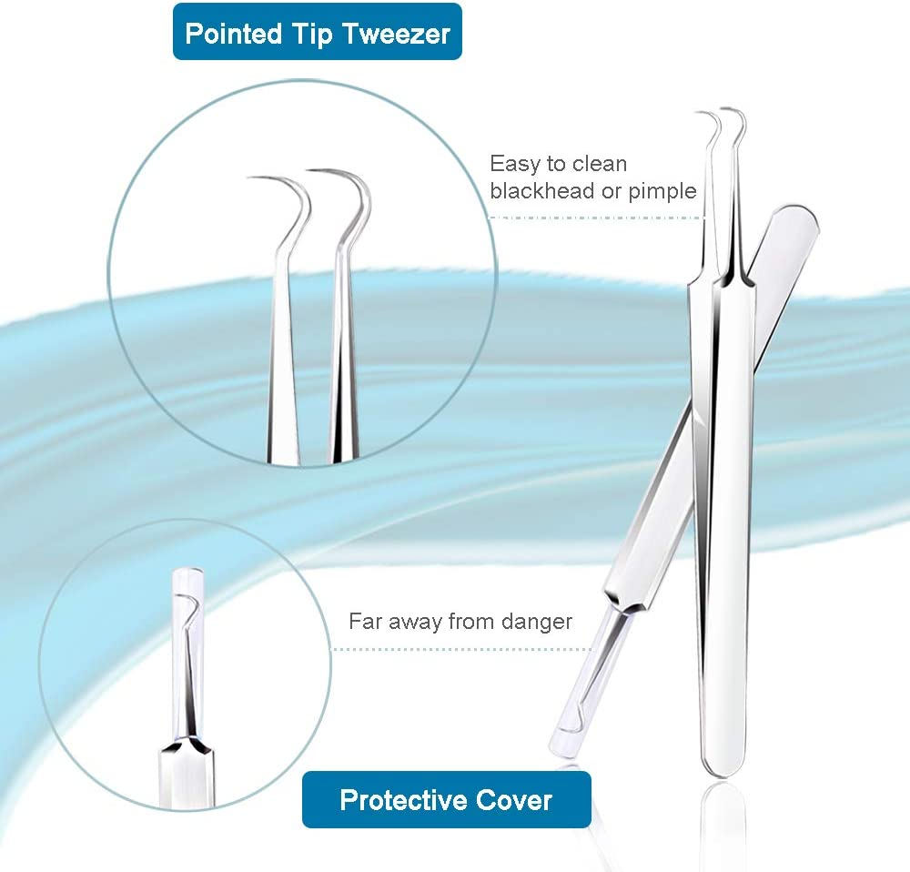 [Upgraded] 8PCS Blackhead Remover, Pimple Tool Kit, Acne Tools, Comedone Extractor, Blemish Whitehead Removal, Professional Curved Tweezers Kits, Premium Stainless Steel image number 3