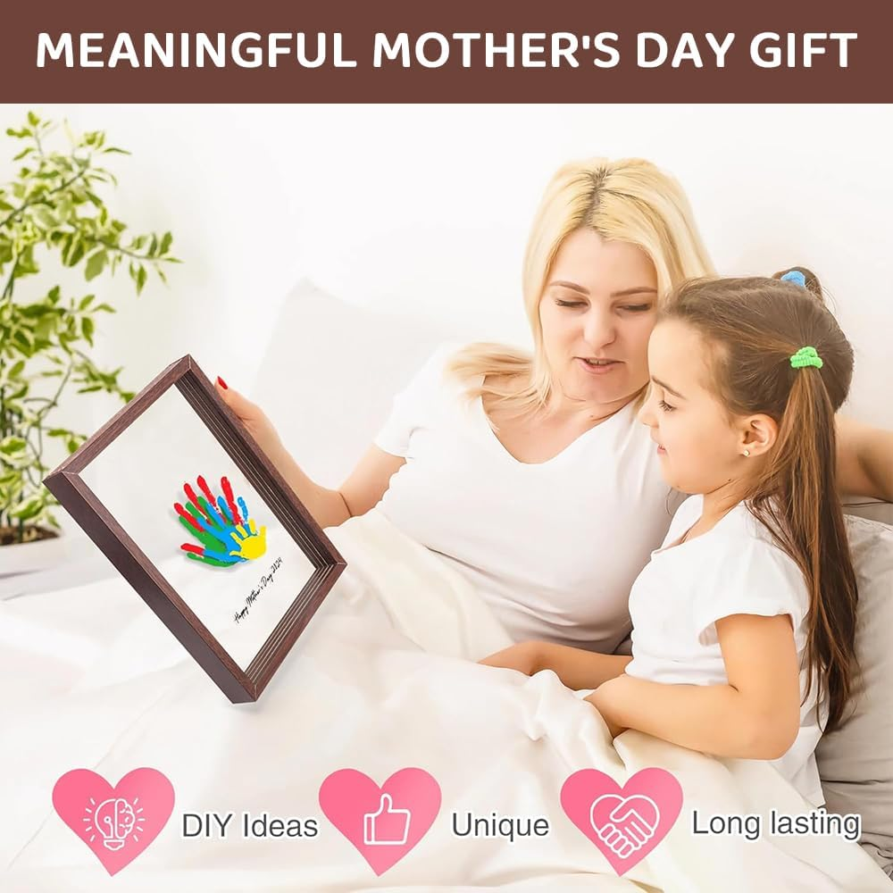 Family Handprint Kit &ndash; DIY Baby Handprint Keepsake Frame, Wooden Craft Gift with Non-Toxic Paints for Parents, Grandparents, Mother&rsquo;S Day, Father&rsquo;S Day & Anniversary