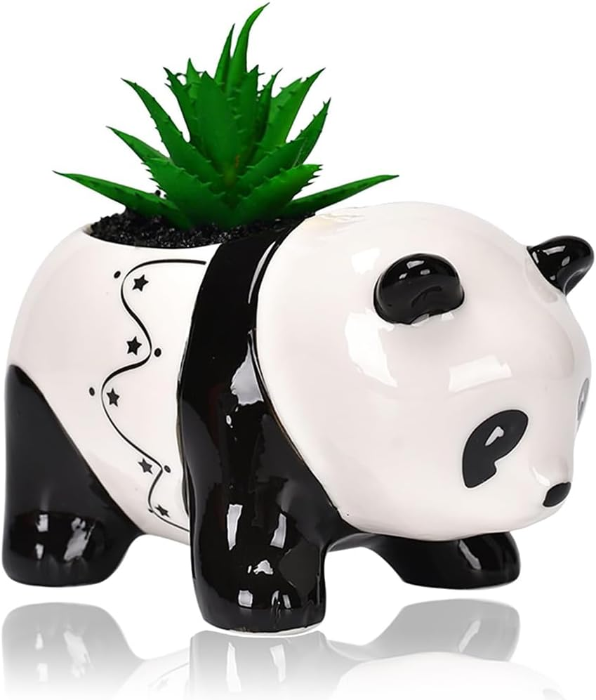 Panda Succulent Plant Pot, Creative Cartoon Flower Pot, Portable Mini Flower Pot, Cactus Container with Drainage Hole, Flower Pot for Indoor and Outdoor Use Home Office ﻿ image number 6
