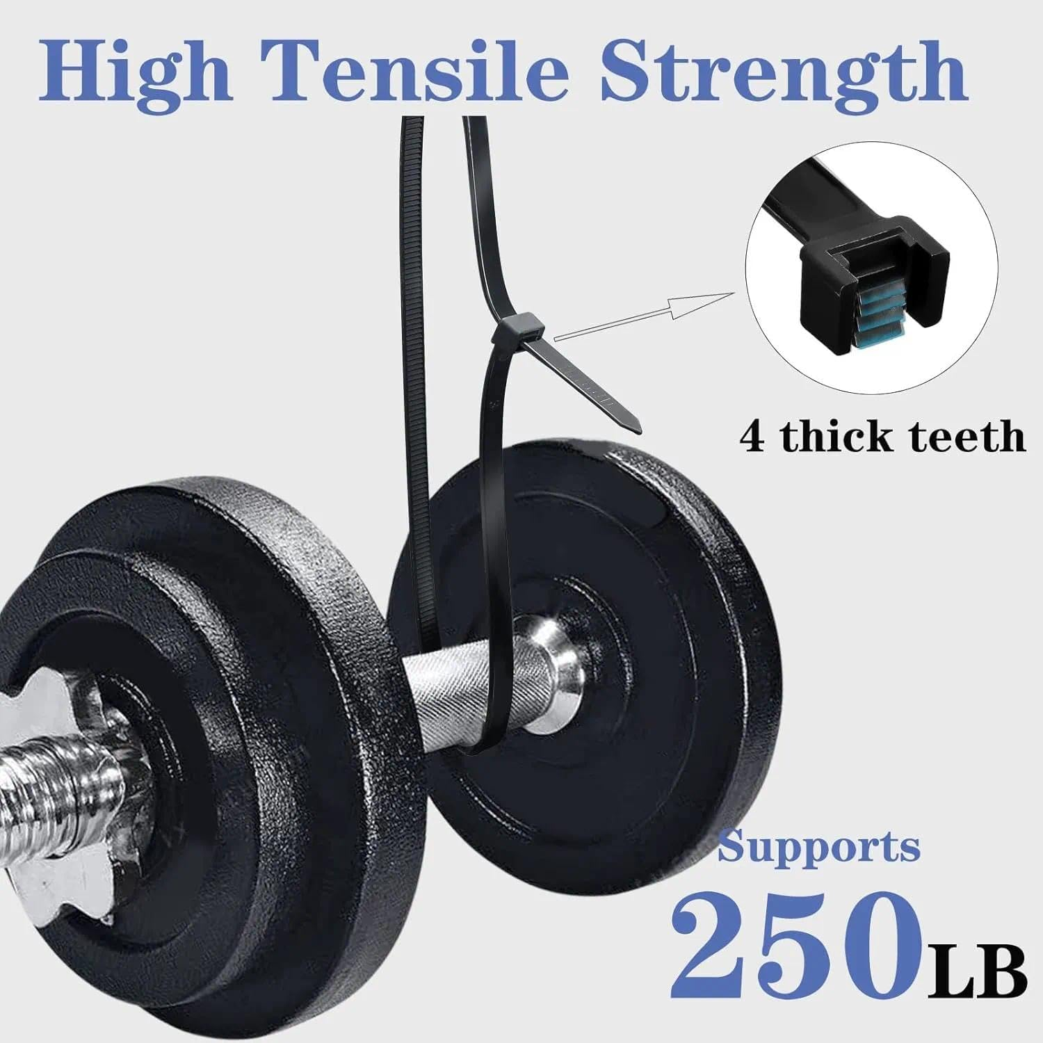 Extra Wide Heavy Duty Black Cable Ties 60 Cm Long Zip Tie 20 Pack, Strong 113 Kg Tensile Strength Self-Locking Design, Multi-Purpose Outdoor Cable Management &ndash; Unron image number 1