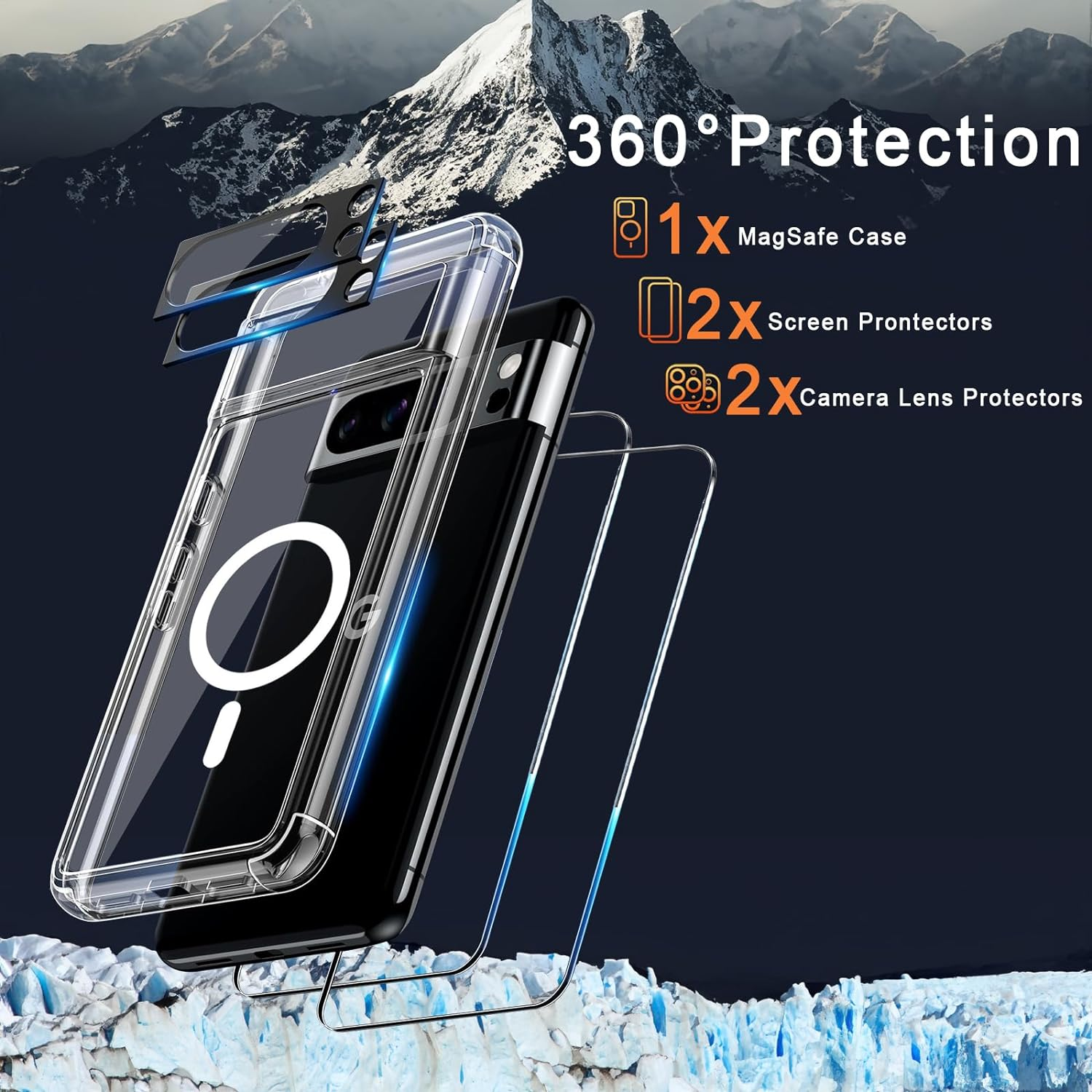 For Google Pixel 8 Pro Case Clear with Magnetic - Non-Yellowing Shock Absorption Anti-Fingerprint Scratch Resistant Cover Case Phone Case for Google Pixel 8 Pro 6.7 Inch 5G Crystal Clear image number 6