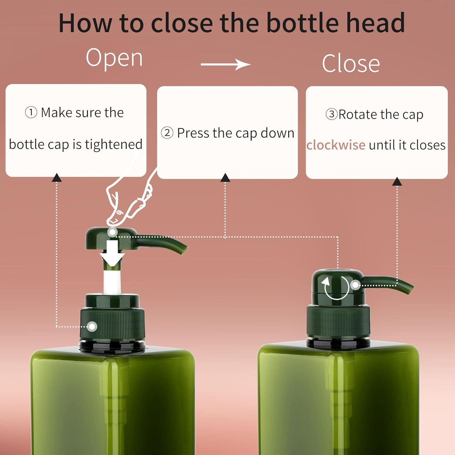 450Ml (15.2Oz) Pump Bottle Dispenser Jansburg 2Pack Refillable Square Plastic Lotion Dispenser Empty Lotion Pump Bottle for Essential Oil Soap Lotion Shampoo, Bathroom/Kitchen/Travel Green - Green image number 2