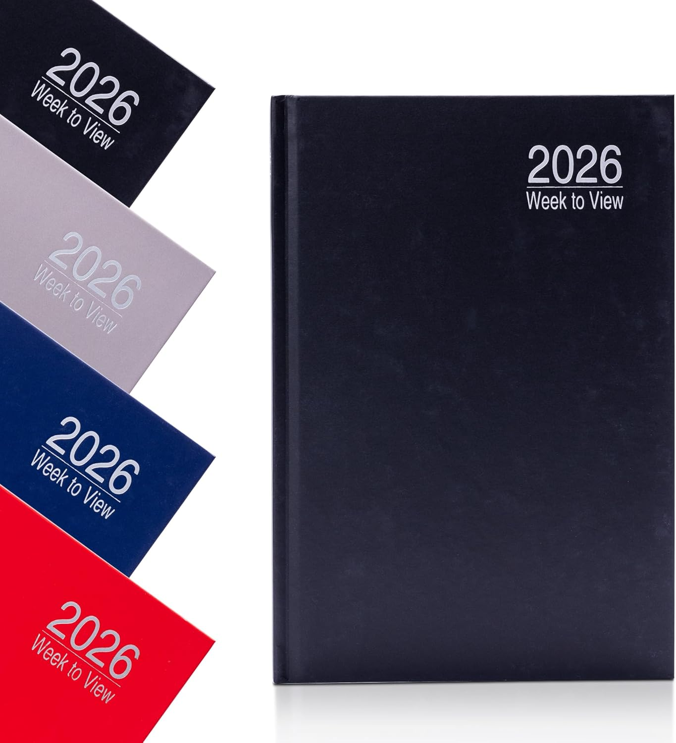 Evelay 2026 A5 Week to View Diary Full Year Planner Organiser Hardback Cover with Times (Black)