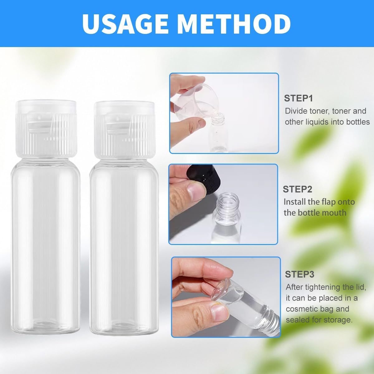 OHEETU 12Pcs 20Ml/0.7Oz Empty Clear Plastic Squeeze Bottles with Transparent Flip Cap Travel Sample Shampoo Shower Gel Lotion Cosmetic Storage Containers Vials image number 3