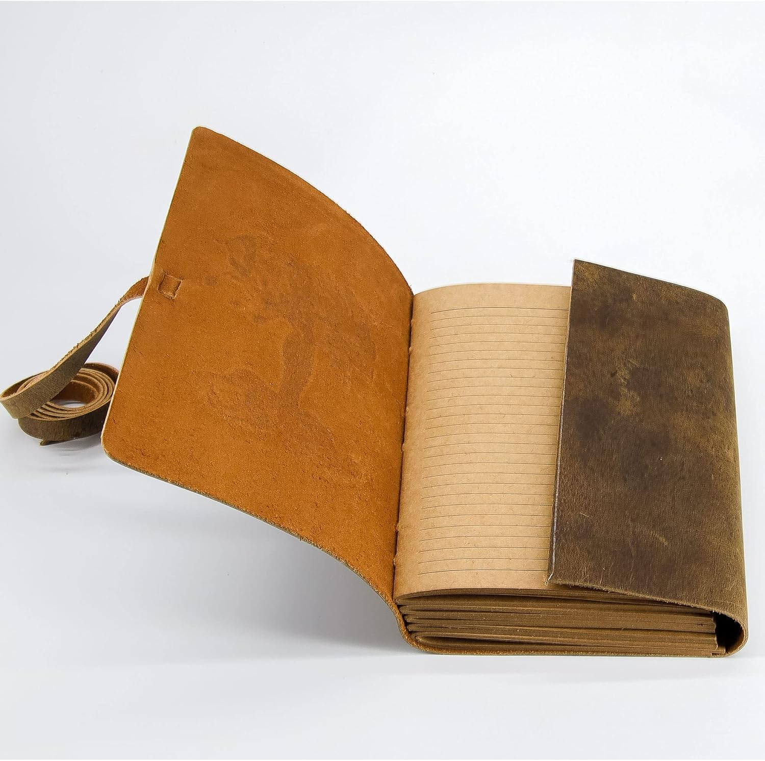 Leather Journal for Women and Men Embossed 8 X 6 Inch Handmade Lined Craft Paper Mother Earth Notebook Writing Notepad Book of Shadows Journal - Green image number 4