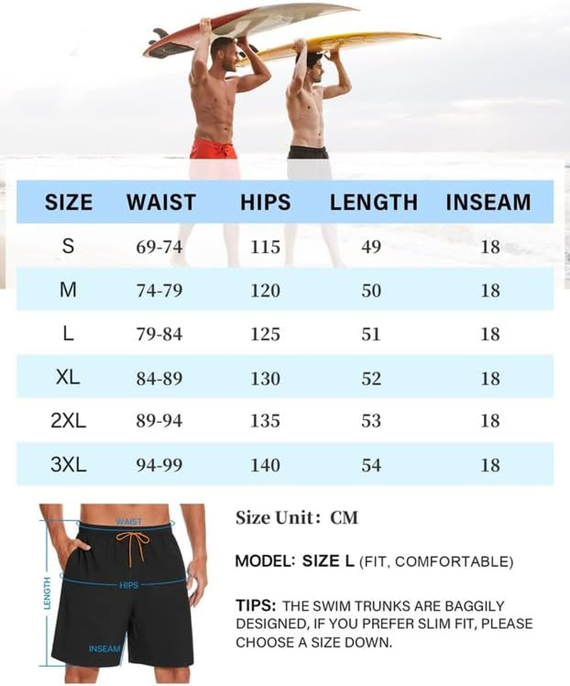 SIMIYA Mens Swim Shorts Swim Trunks Quick Dry Board Shorts Lightweight Swimsuit with Pockets and Mesh Lining image number 5