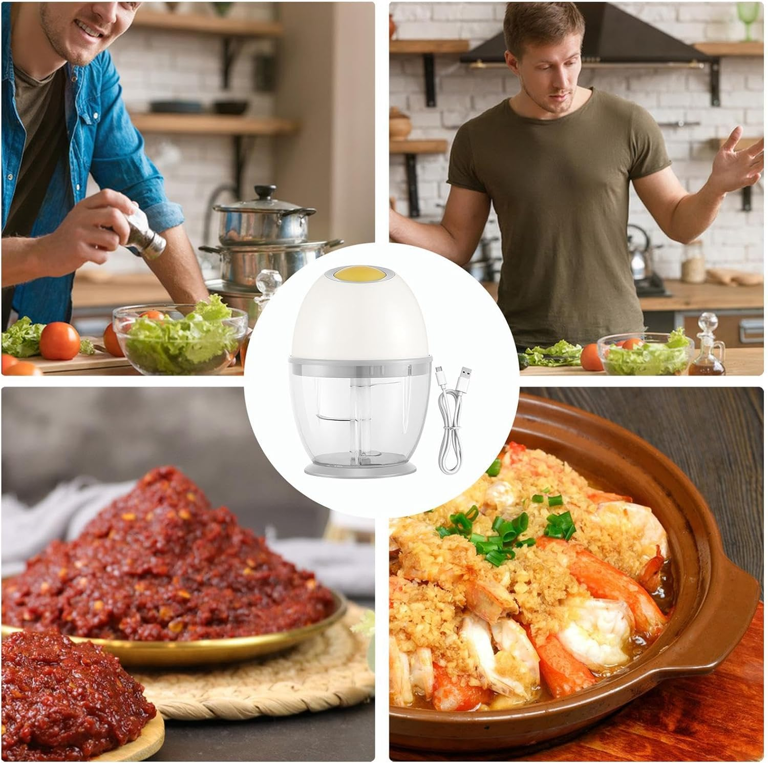 Electric Garlic Chopper,Electric Garlic Chopper,Usb Charging Garlic Grinder | Portable Vegetable Chopper Kitchen Gadget Cordless Garlic Chopper for Home Restaurant image number 1