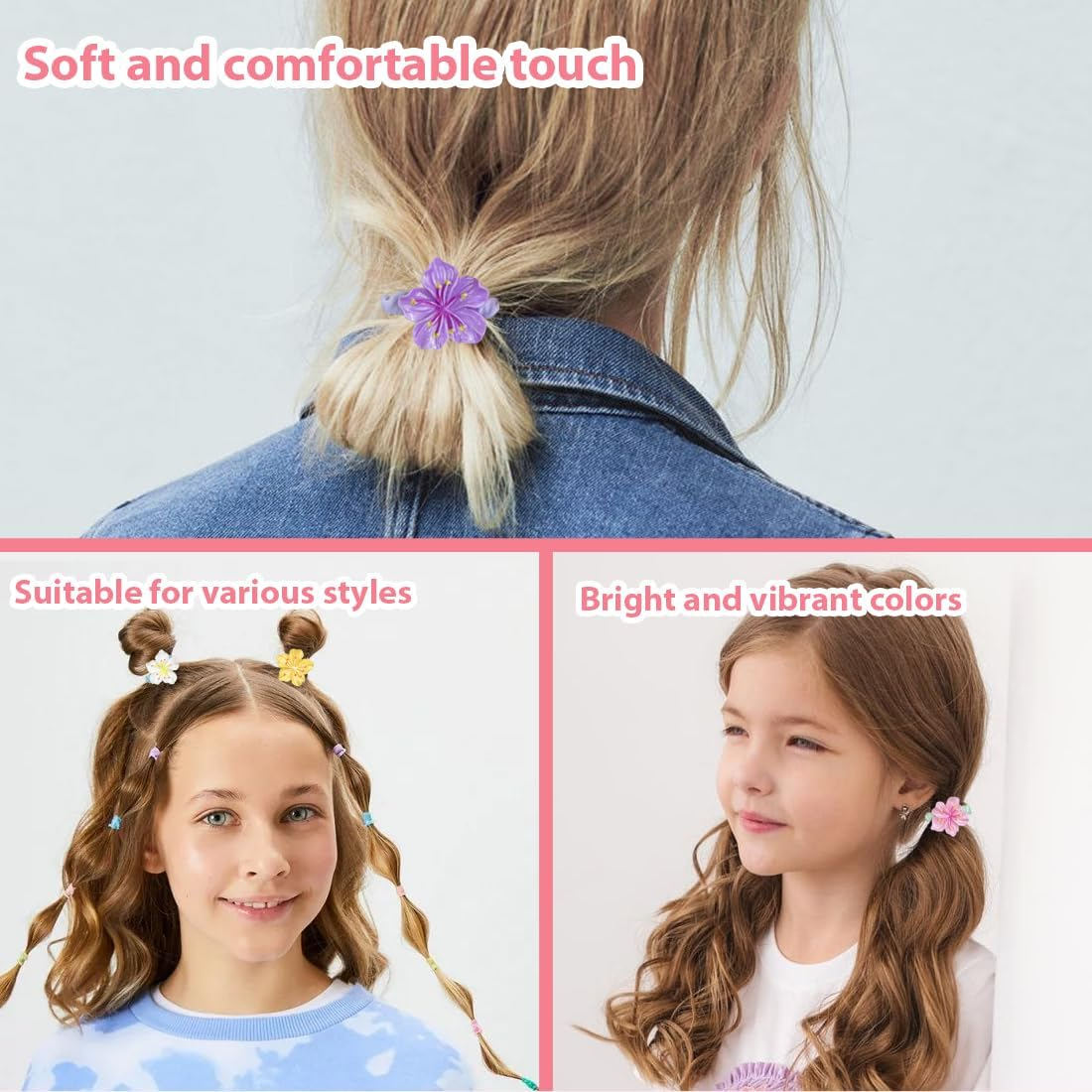 ARHZ Pack of 5 Fine Glitter Silk Fabric Small Intestine Ring Hair Strand Women'S Hair Bands Fine Flash Silk Scarf Small Gut Circle Hair Rope Hair Accessories image number 1