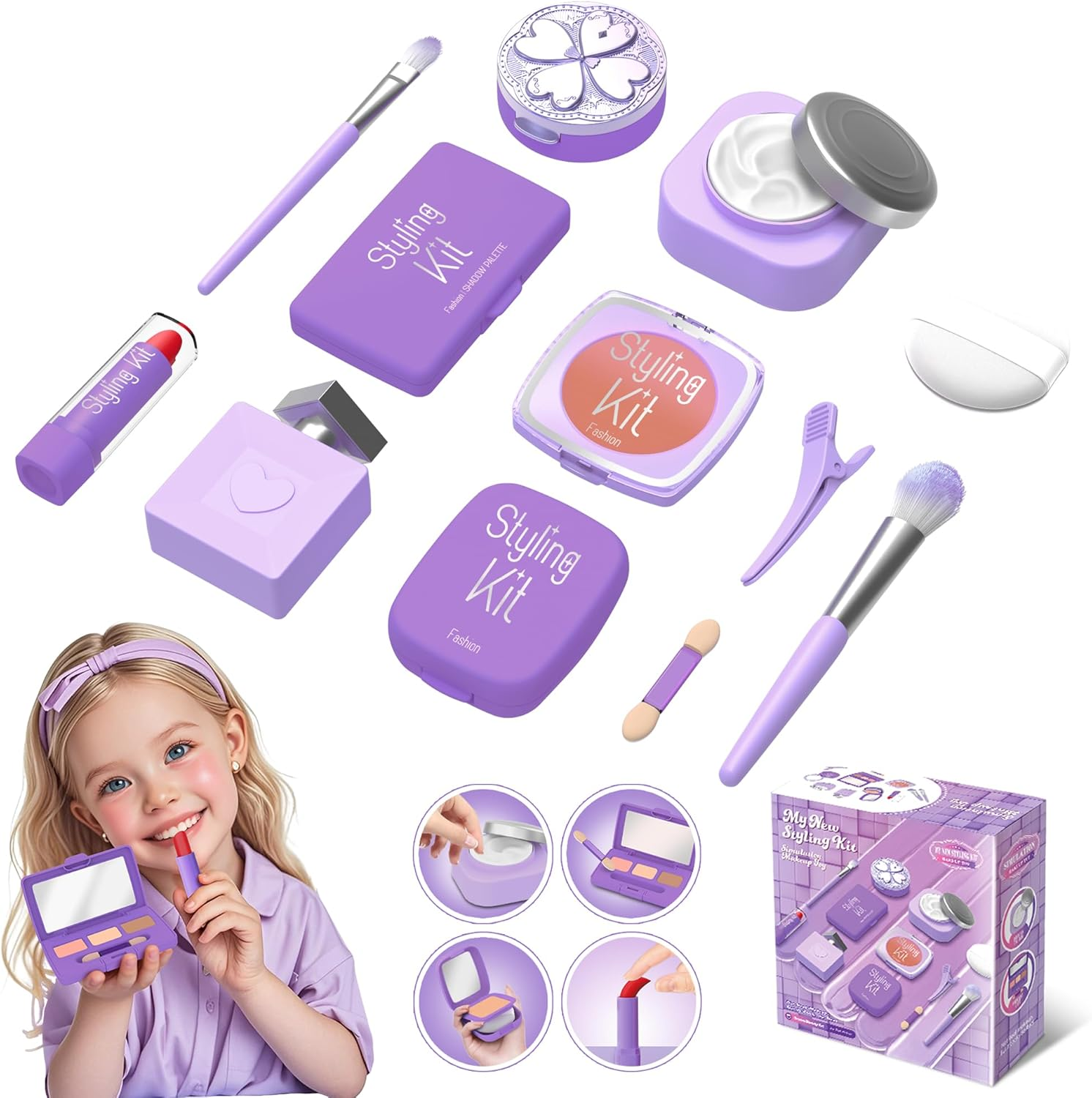 Fake Makeup Kits for Girls Toys 3 4 5 Years Old, Pretend Makeup Toys for Girls Birthday Gifts , Ages over 3 Years (Pink)