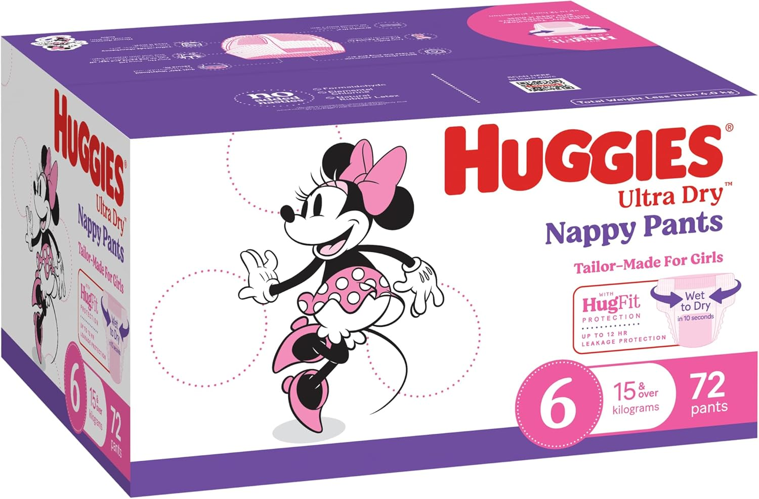 Huggies Ultra Dry Nappy Pants Girls Size 6 (15Kg+) 72 Count - Packaging May Vary image number 2