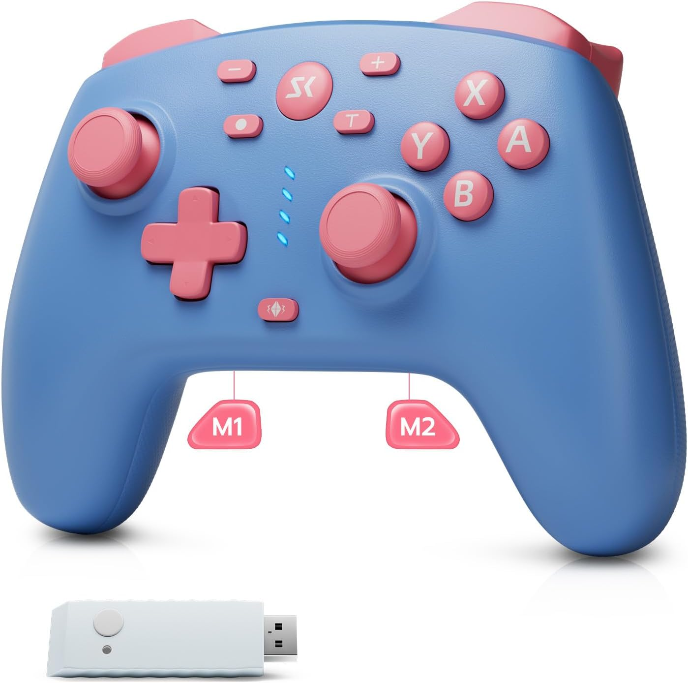 Kujian Wireless Controller for Switch/Switch 2/Lite/Oled/Pc - Hall Joysticks, Hall Triggers, Wake-Up Function, 6-Axis Gyro & Turbo Mode (Blue)